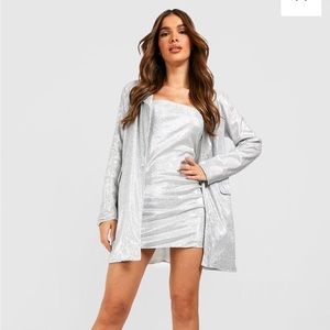 GLITTER BLAZER AND MINI PARTY DRESS SET
